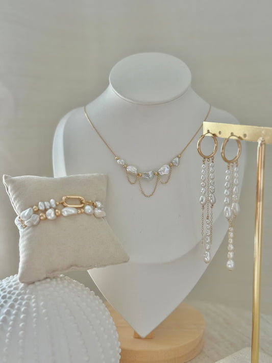 PAR UNE NUIT ETOILEE - Parure collier - boucles d'oreilles - bracelet