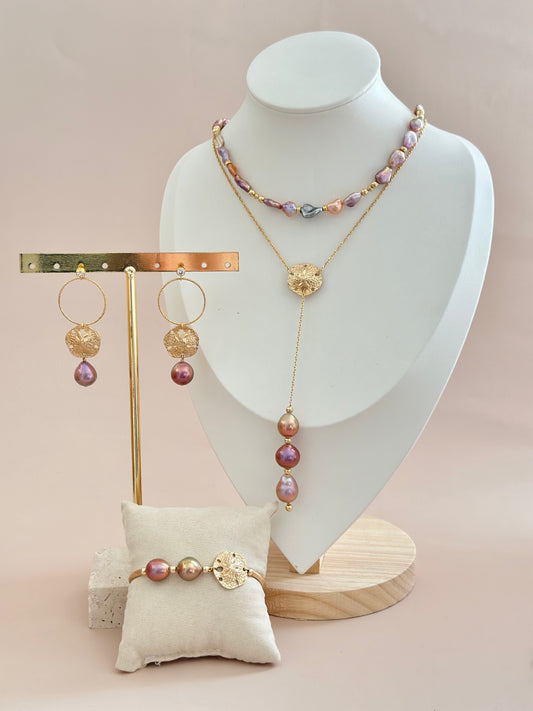 FIRE & SAND - Parure collier-boucles d'oreilles-bracelet